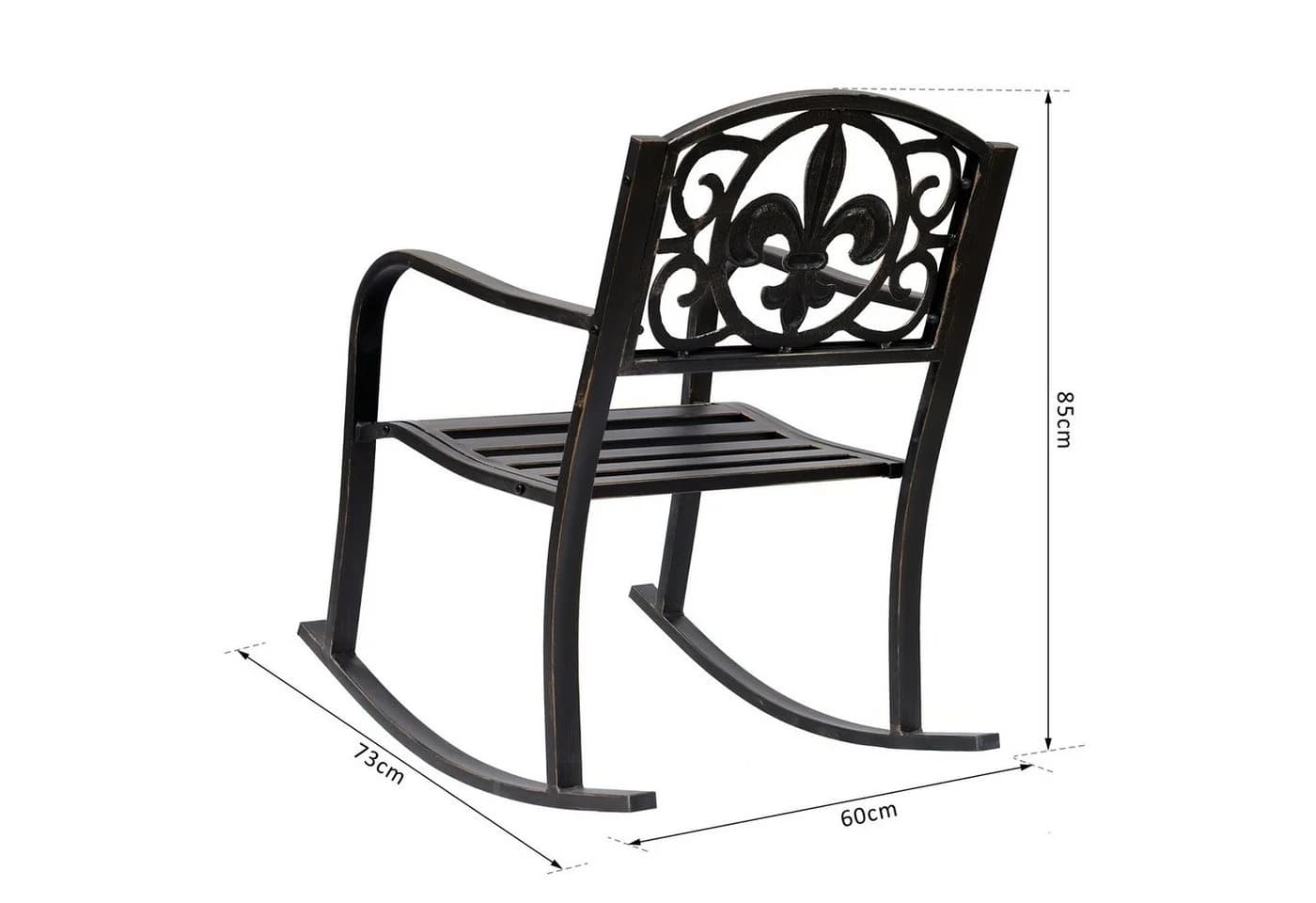 Outsunny Schaukelstuhl Stahl, Gusseisen Bronze - Bild 5