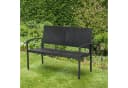 Outsunny Gartenbank Schwarz 2-Sitzer Polyrattan Stahlrahmen Bild 2