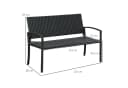 Outsunny Gartenbank Schwarz 2-Sitzer Polyrattan Stahlrahmen Bild 3