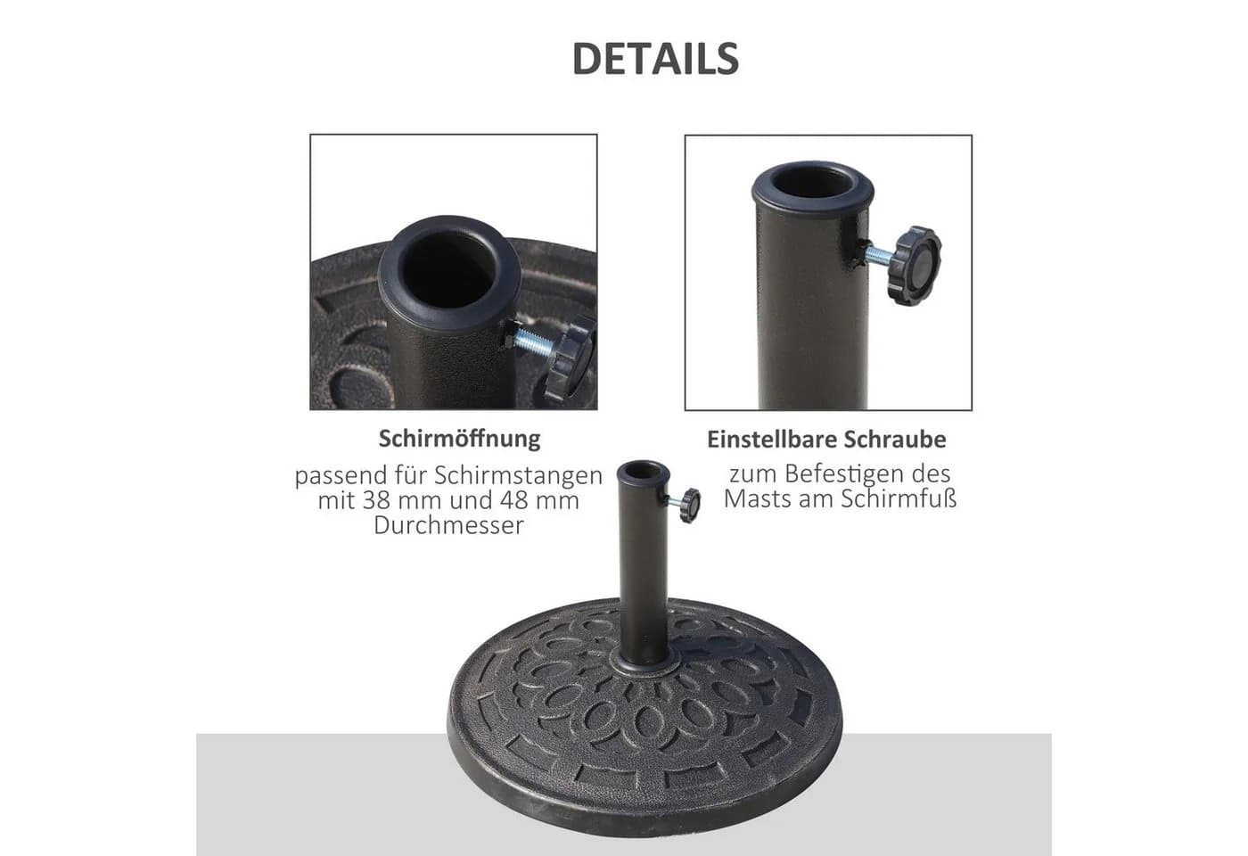 Outsunny Schirmständer 14kg Harz Bronze Ø48,5cm - Bild 5