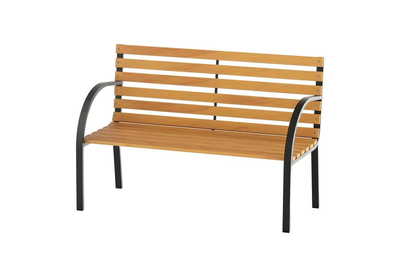 Outsunny Parkbank 2-Sitzer Gartenbank Stahl Kiefernholz Natur