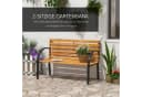 Outsunny Parkbank 2-Sitzer Gartenbank Stahl Kiefernholz Natur Bild 5
