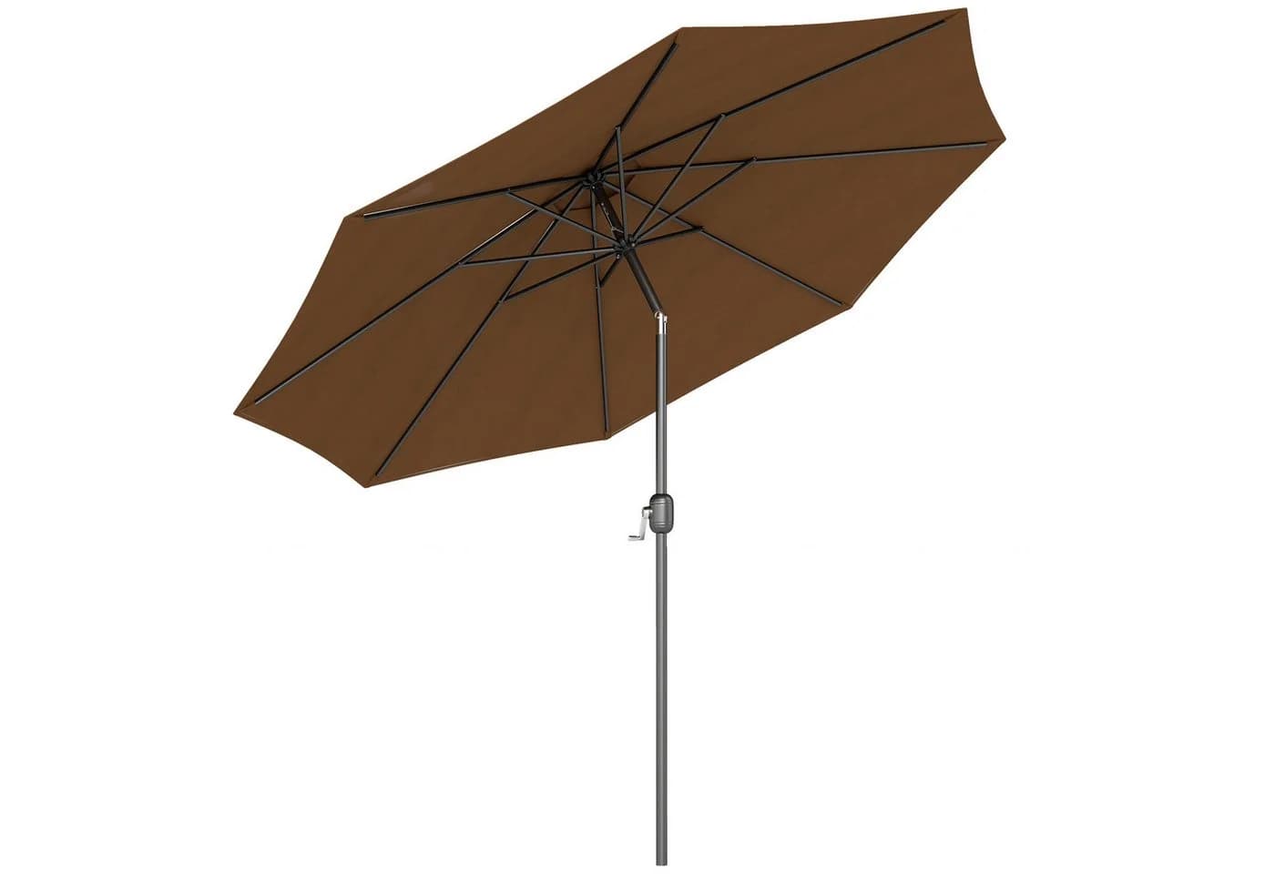 Outsunny Sonnenschirm Knickschirm mit Handkurbel Braun/Schwarz