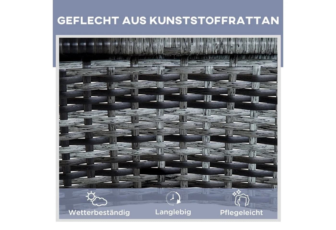 Outsunny Gartenliege Metall PE Polyrattan Hartglas Polyester - Bild 4