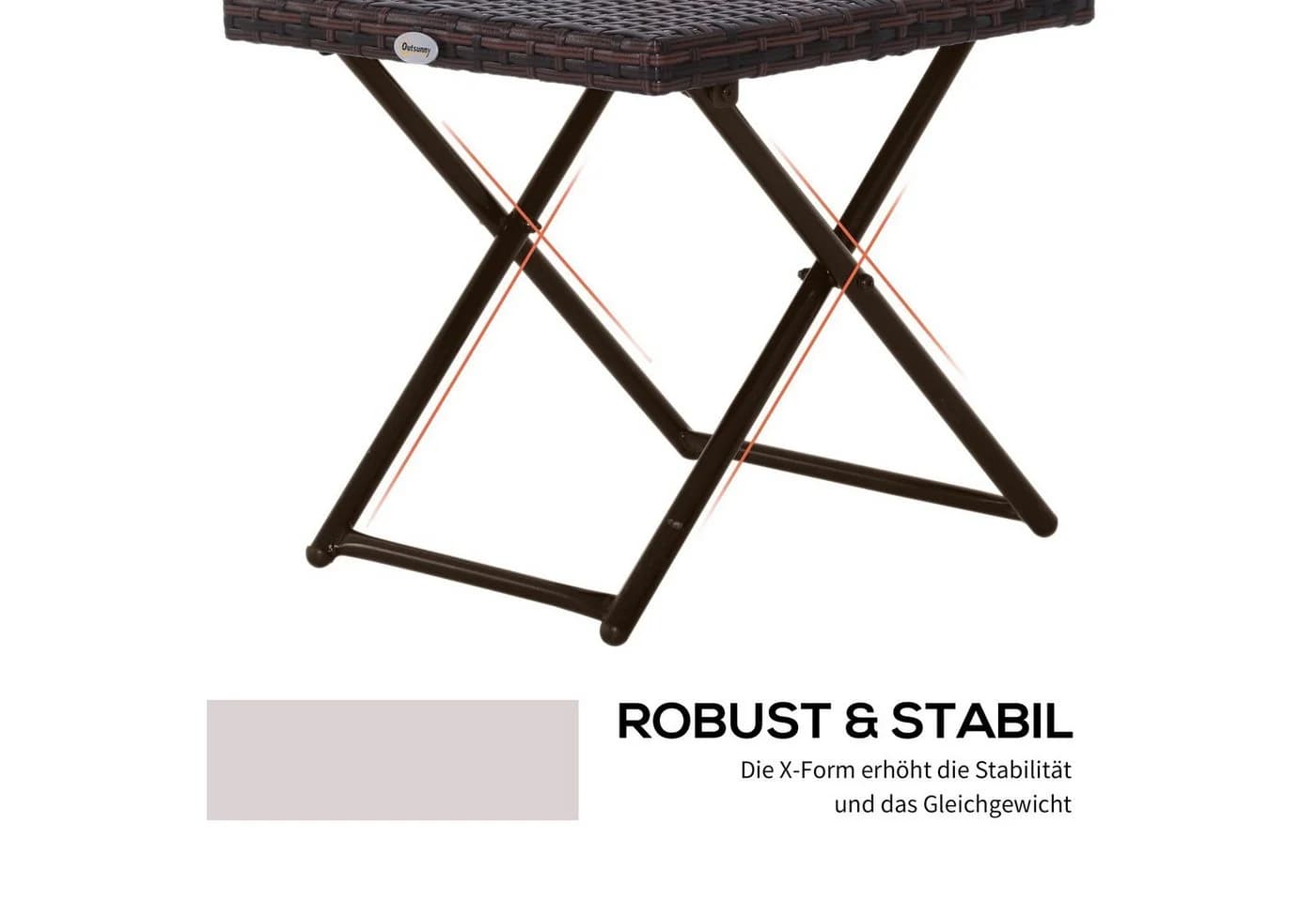 Outsunny Gartentisch klappbar Polyrattan Braun - Bild 5