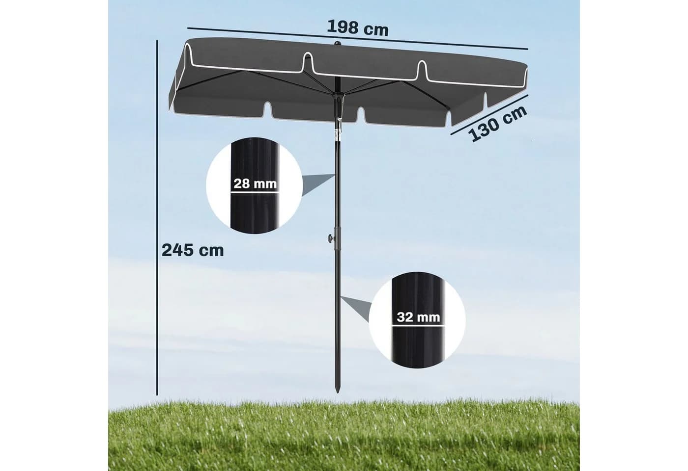 Outsunny Sonnenschirm Aluminium Metall Polyester - Bild 3