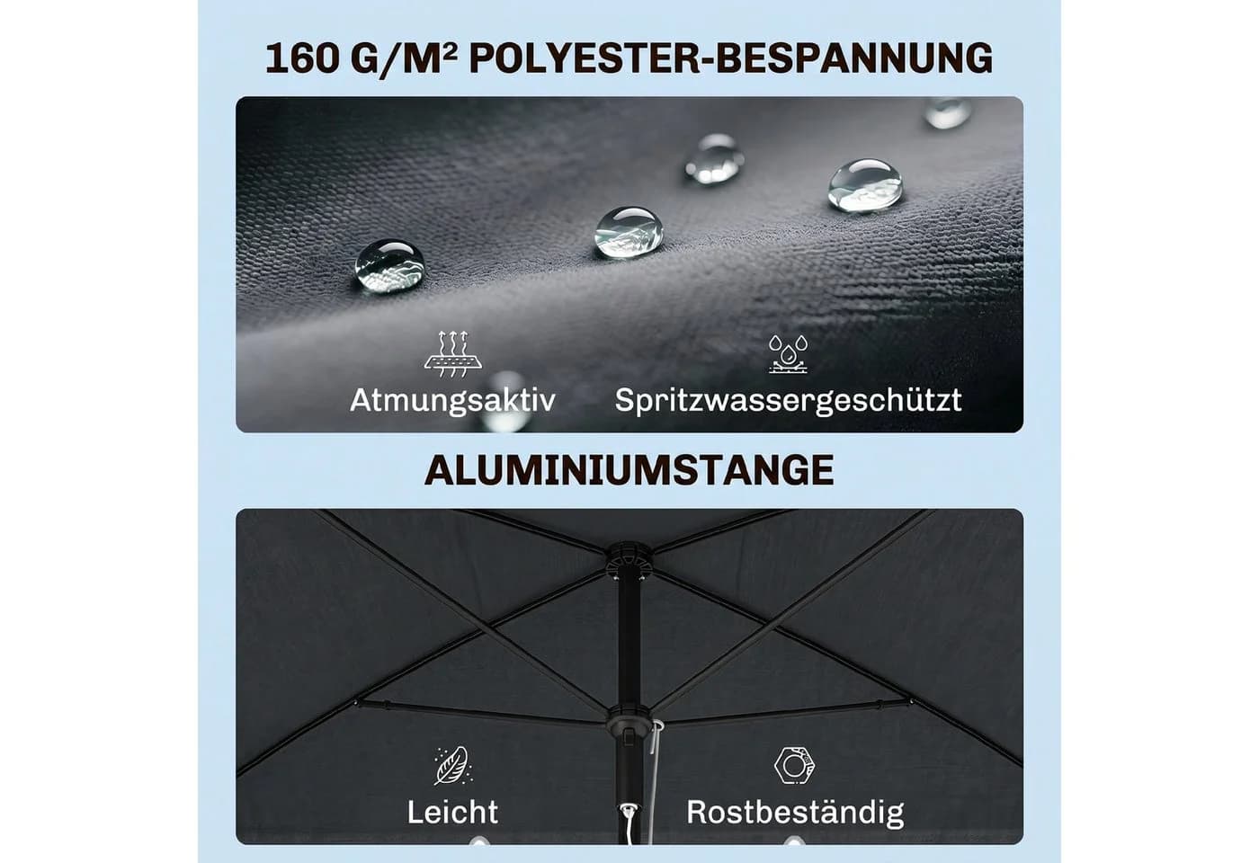 Outsunny Sonnenschirm Aluminium Metall Polyester - Bild 4