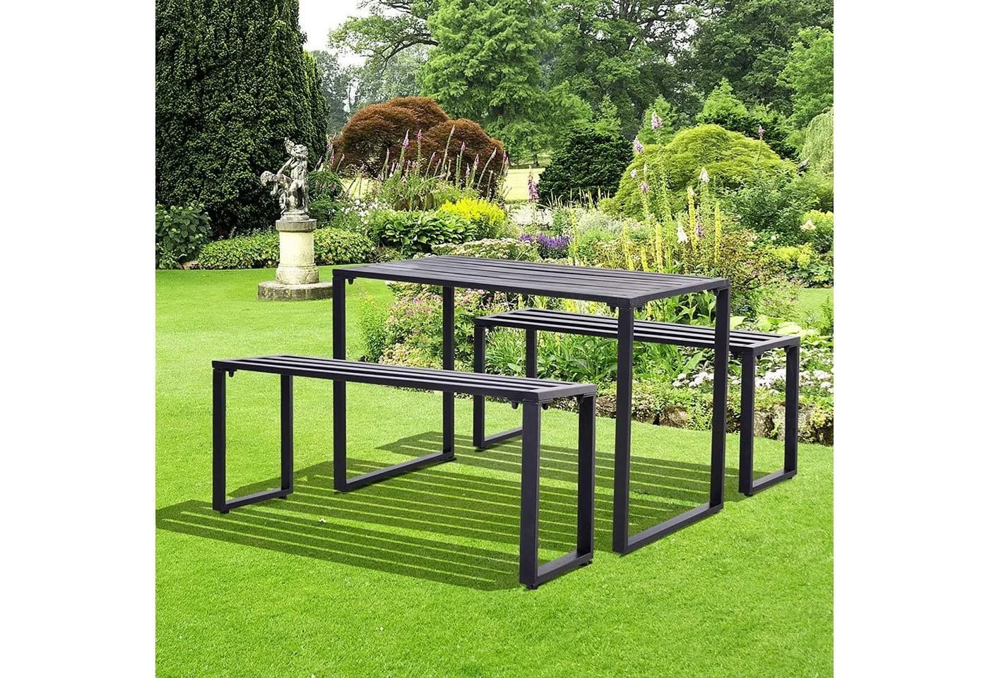 Outsunny Gartengarnitur 3-tlg. Schwarz Metall