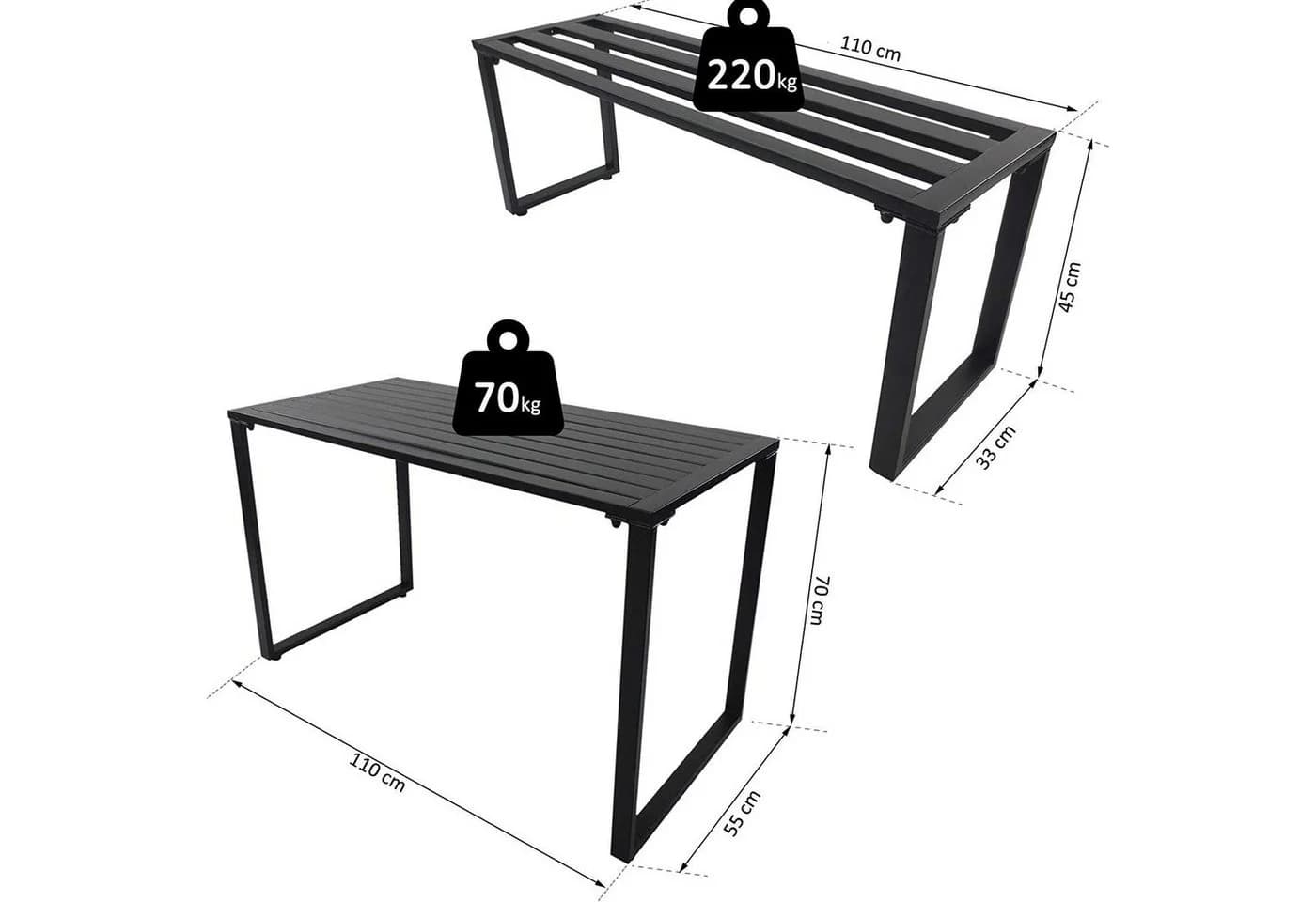 Outsunny Gartengarnitur 3-tlg. Schwarz Metall - Bild 3