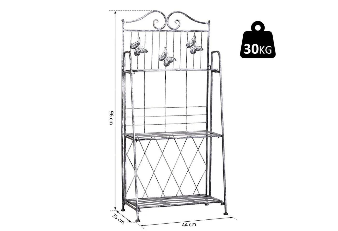 Outsunny Pflanzentreppe Pflanzregal 3 Ebenen Silbergrau Metall - Bild 5