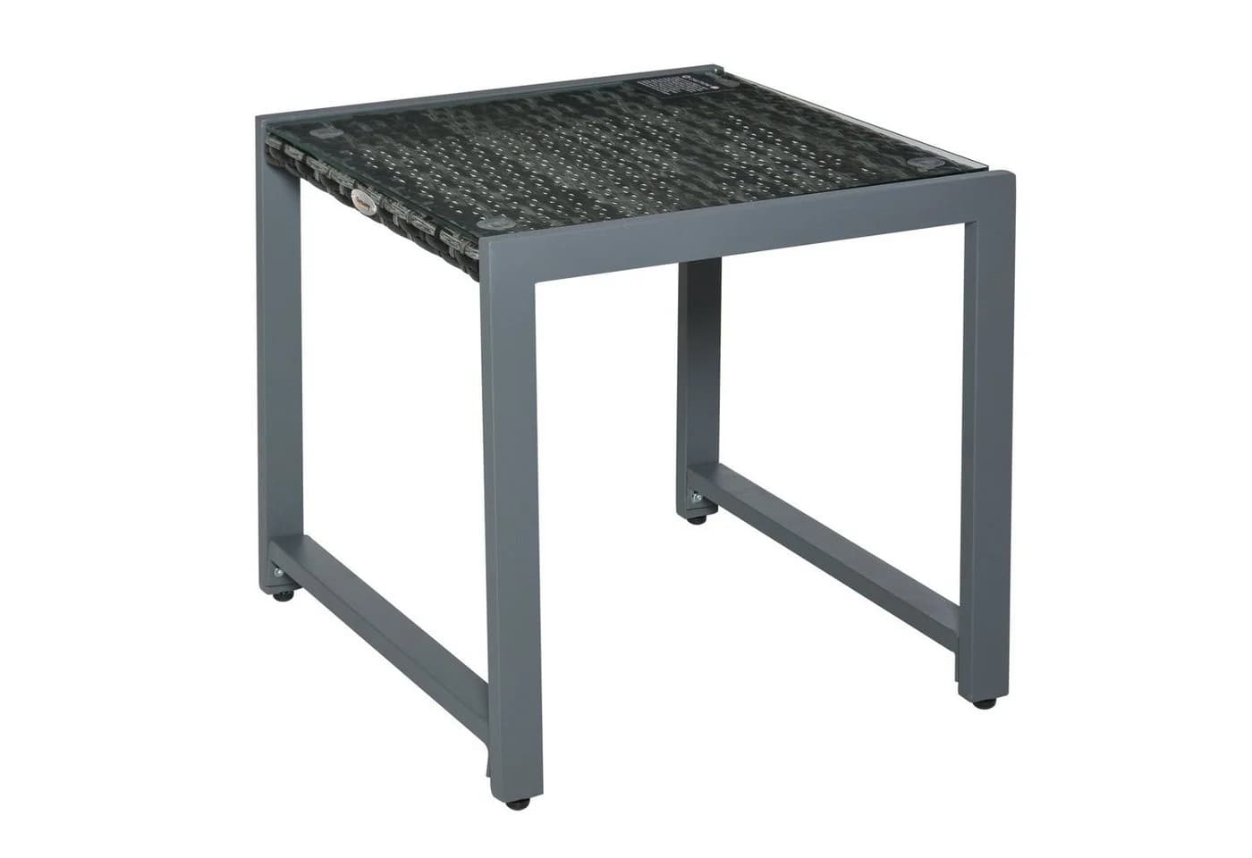 Outsunny Beistelltisch Polyrattan Aluminium Hartglas