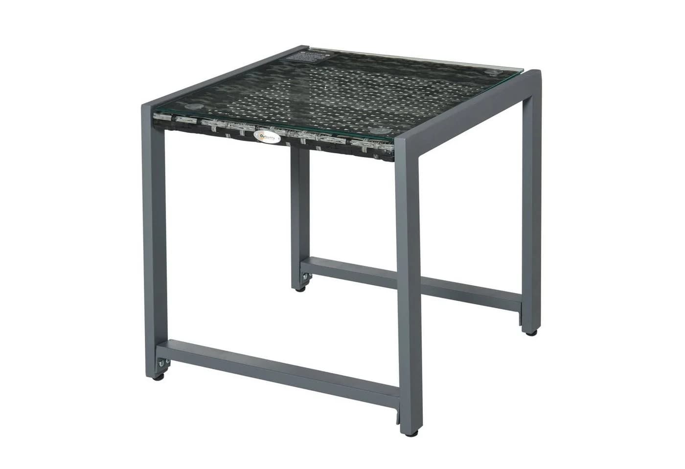Outsunny Beistelltisch Polyrattan Aluminium Hartglas - Bild 2