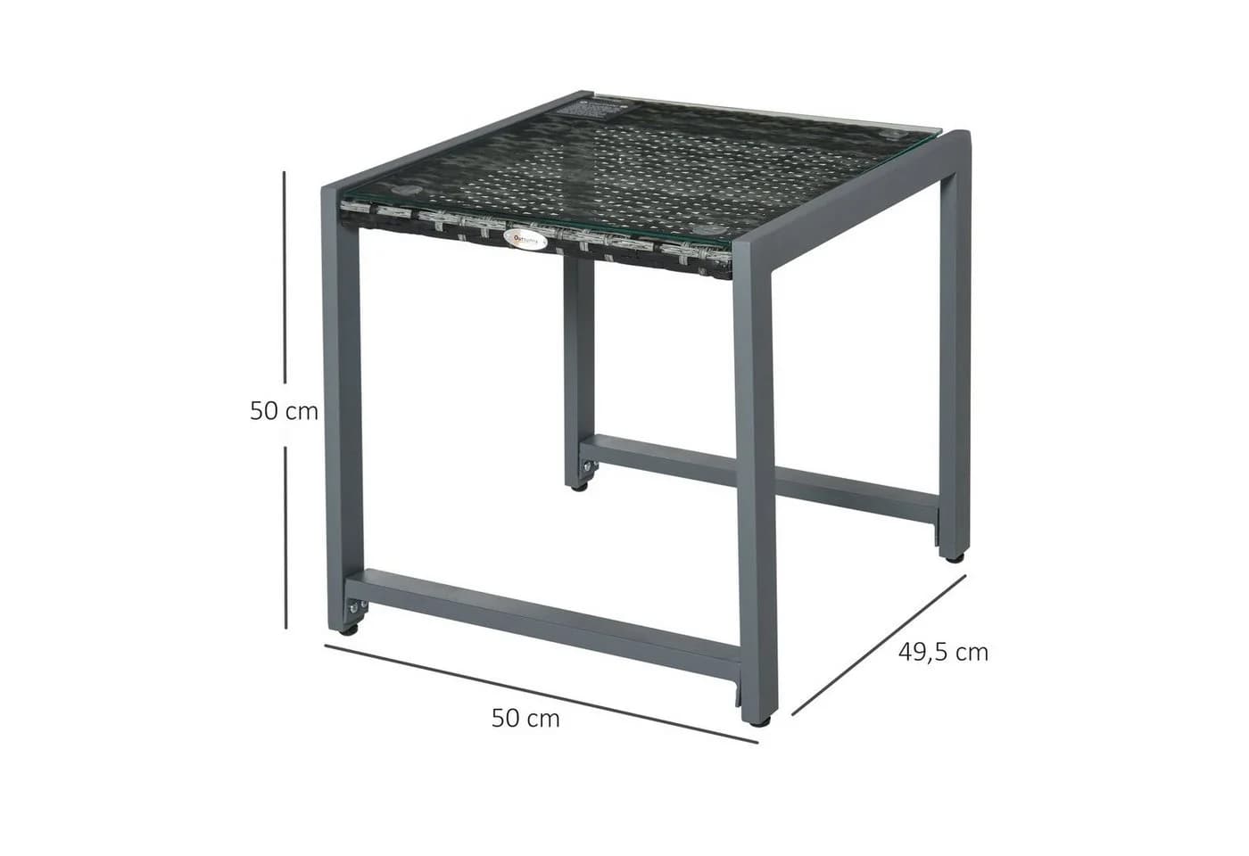 Outsunny Beistelltisch Polyrattan Aluminium Hartglas - Bild 5