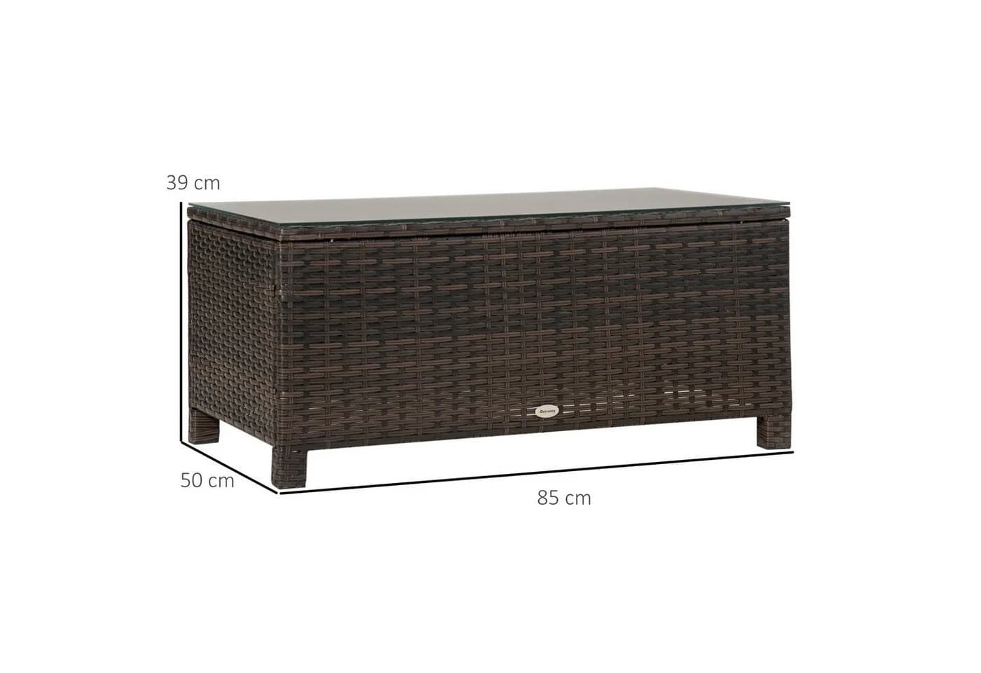 Outsunny Gartentisch Braun Polyrattan mit Glasplatte - Bild 3