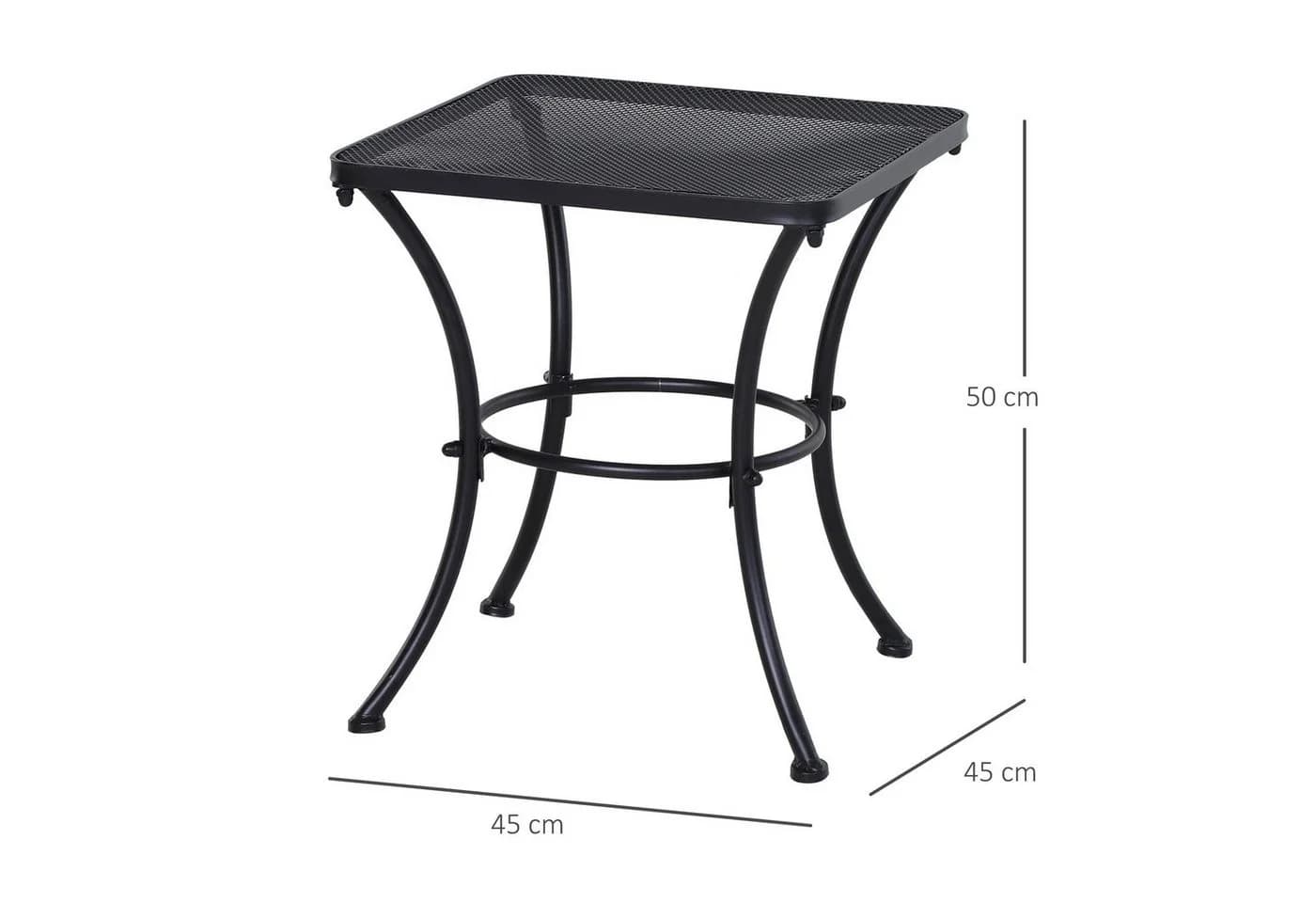 Outsunny Beistelltisch Metall Schwarz Terrasse 45x45x50 cm - Bild 3