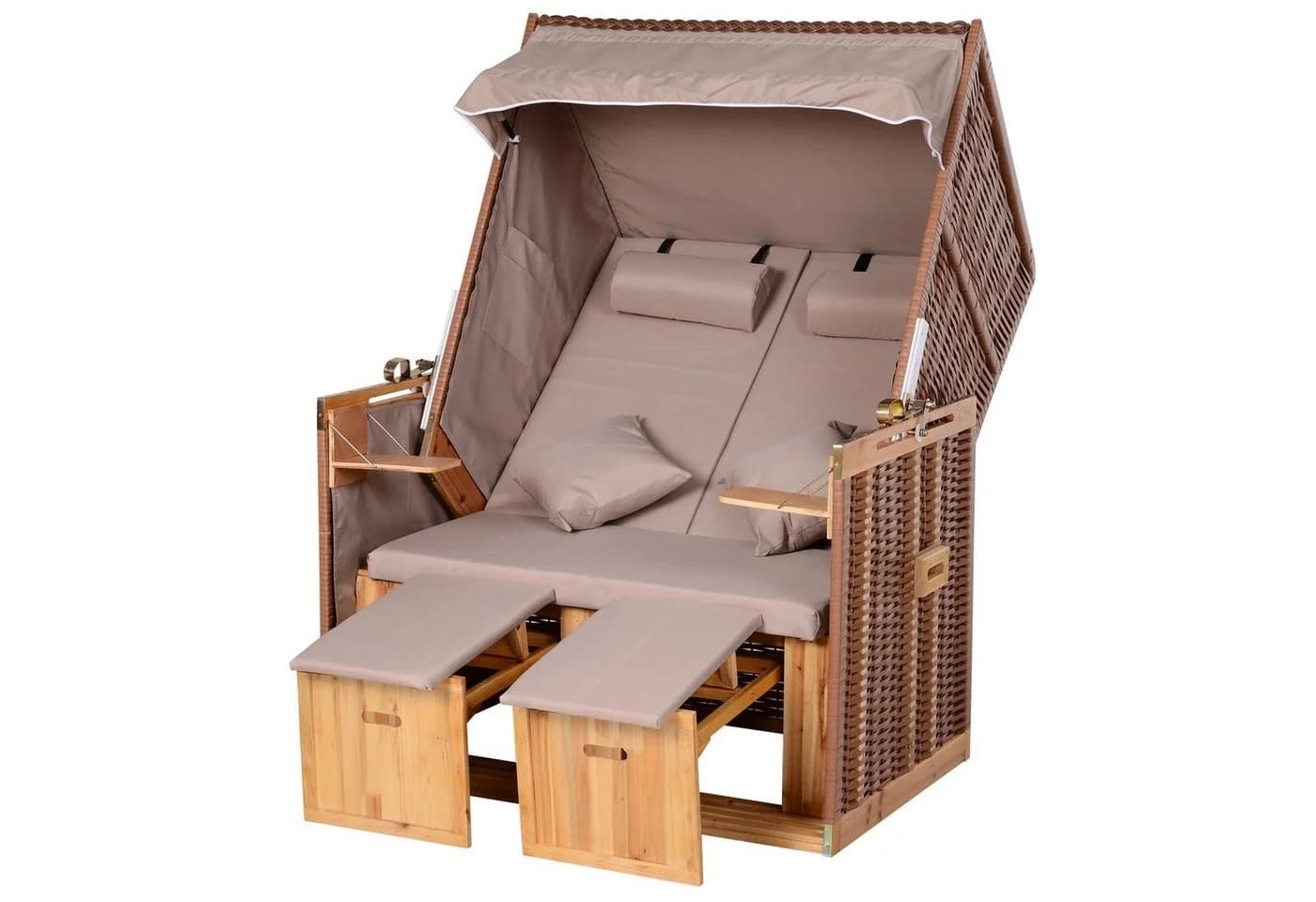 Outsunny Strandkorb Volllieger 2-Sitzer Beige Braun - Bild 2