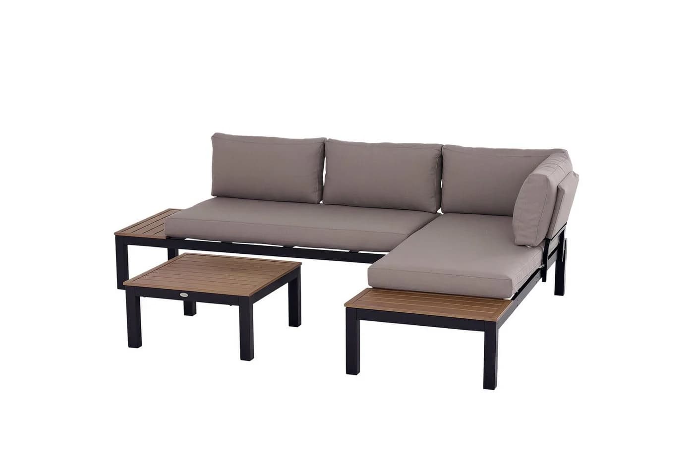 Outsunny 3-teiliges Gartenmöbel-Set Aluminium Grau Beige mit Kissen