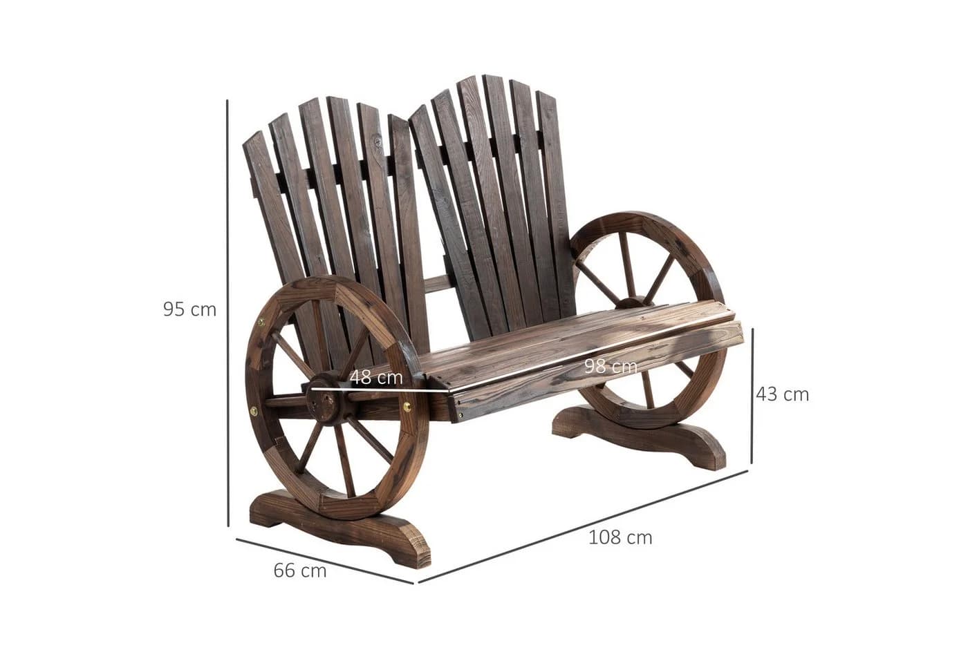Outsunny Gartenbank mit Armlehne Tannenholz Dunkelbraun - Bild 3