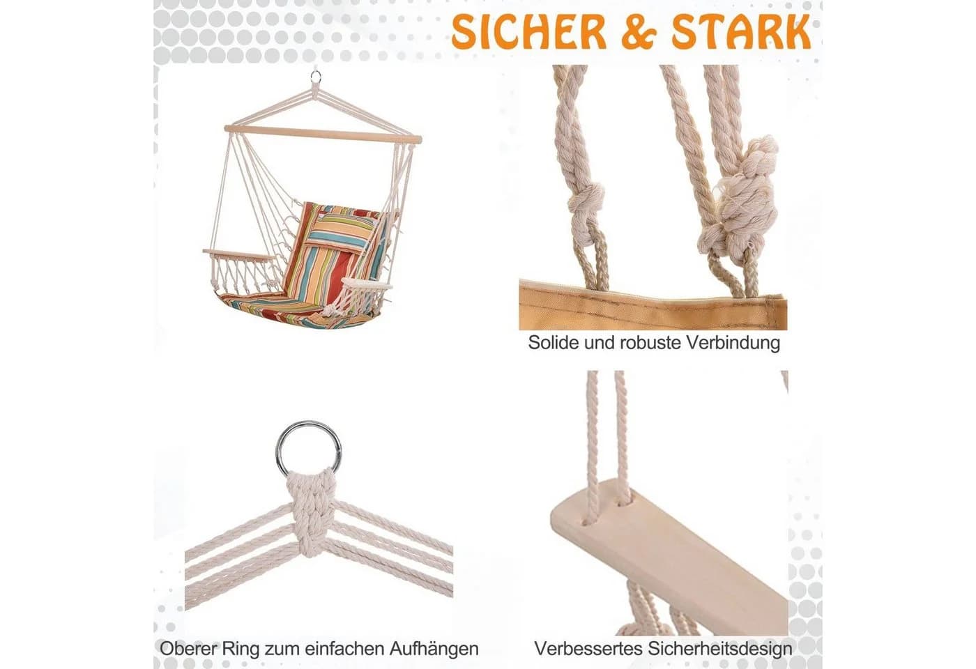 Outsunny Hängesessel Bunt Polyestergewebe - Bild 5