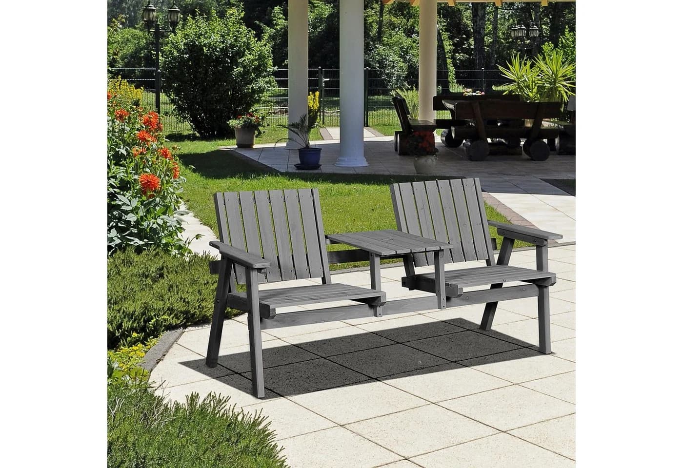 Outsunny Gartenbank Tannenholz Hartholz - Bild 2
