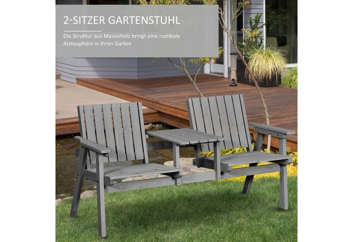 Outsunny Gartenbank Tannenholz Hartholz - Bild 4