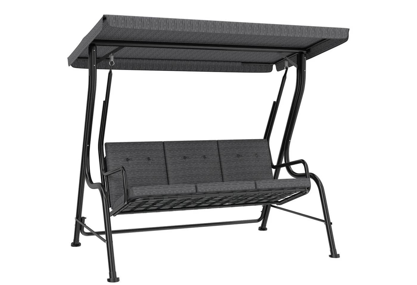 Outsunny Hollywoodschaukel 3-Sitzer mit Sonnendach Schwarz