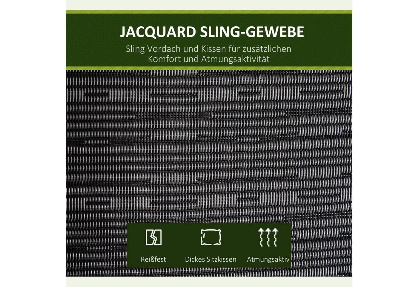 Outsunny Hollywoodschaukel 3-Sitzer mit Sonnendach Schwarz - Bild 5