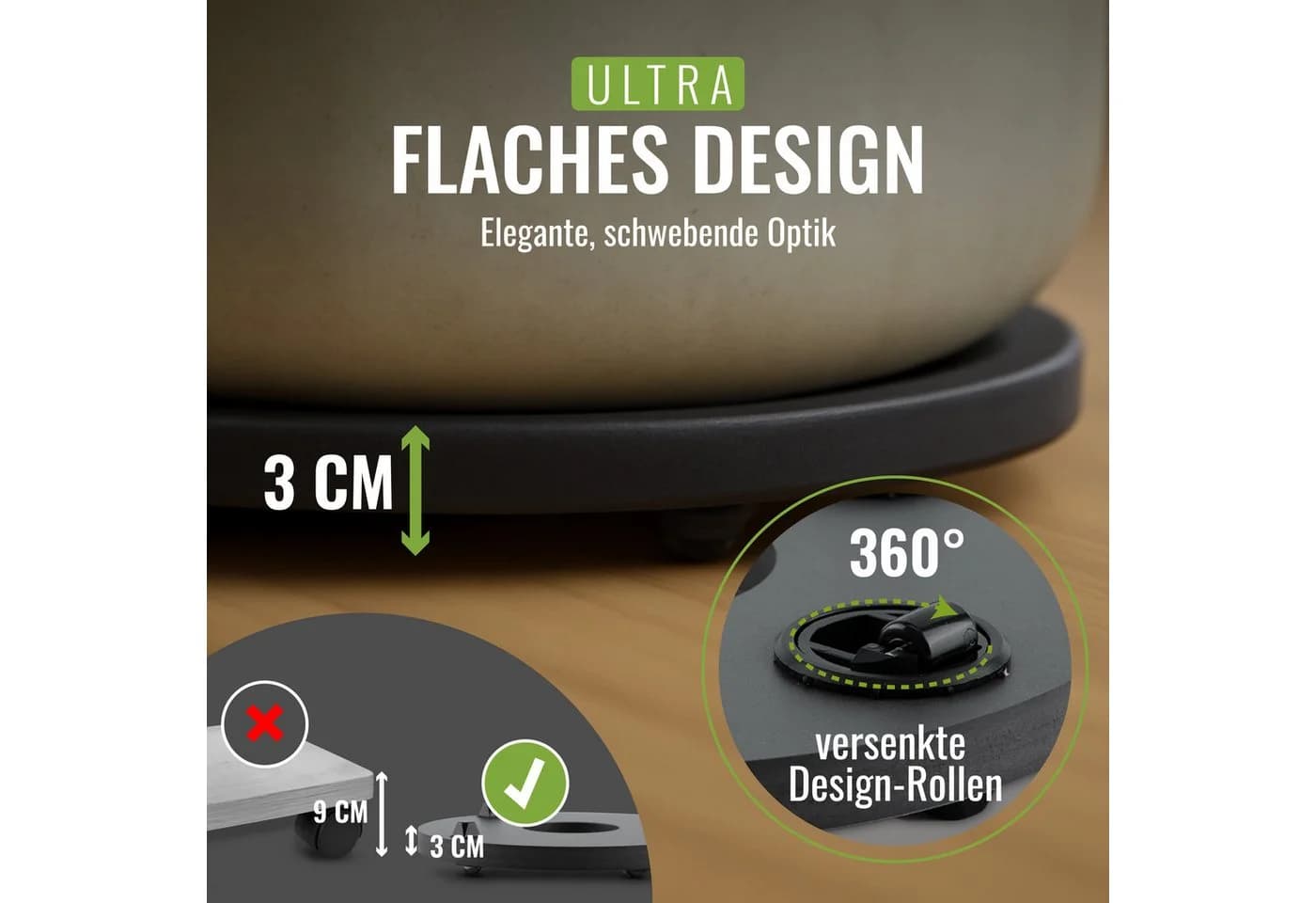 Pflanzwerk® Pflanzenroller Ultraflacher Designer Untersetzer - Bild 4