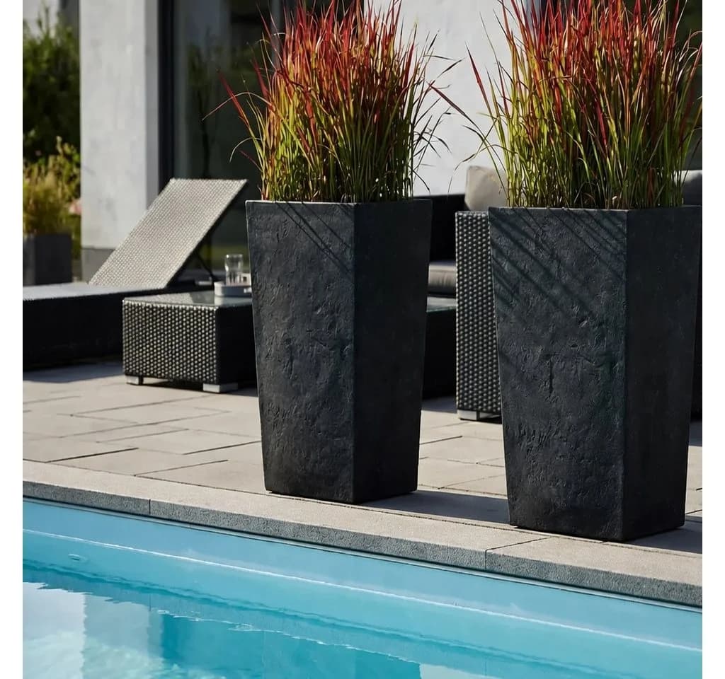 Pflanzwerk® Pflanzkübel CONIC Premium Blumenkübel Pflanzsäule Fiberglas Schwarz