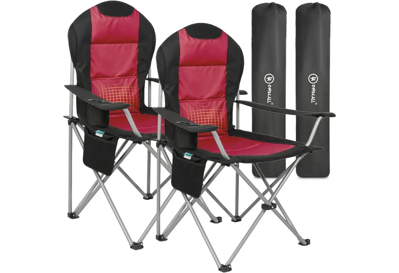 HOMECALL Campingstuhl Hochlehner Klappstuhl Rot Gepolstert - Bild 2