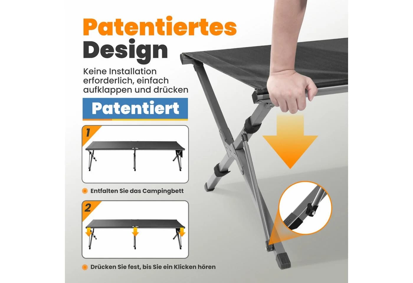 HOMECALL Klappbares Feldbett XXL Campingliege Schwarz - Bild 4