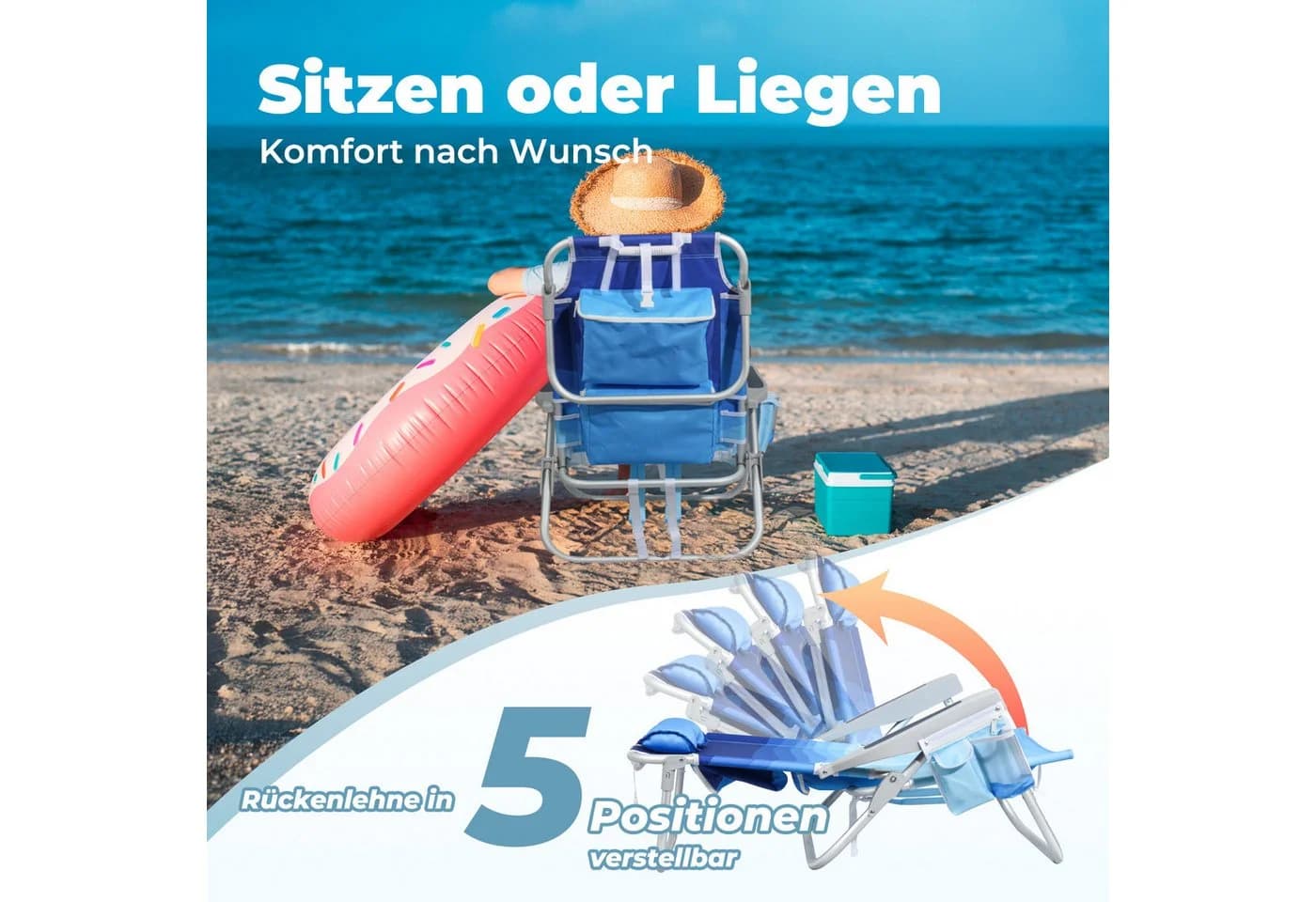 HOMECALL Klappstuhl Strandstuhl Leicht 2 St. Blau Aluminium - Bild 2