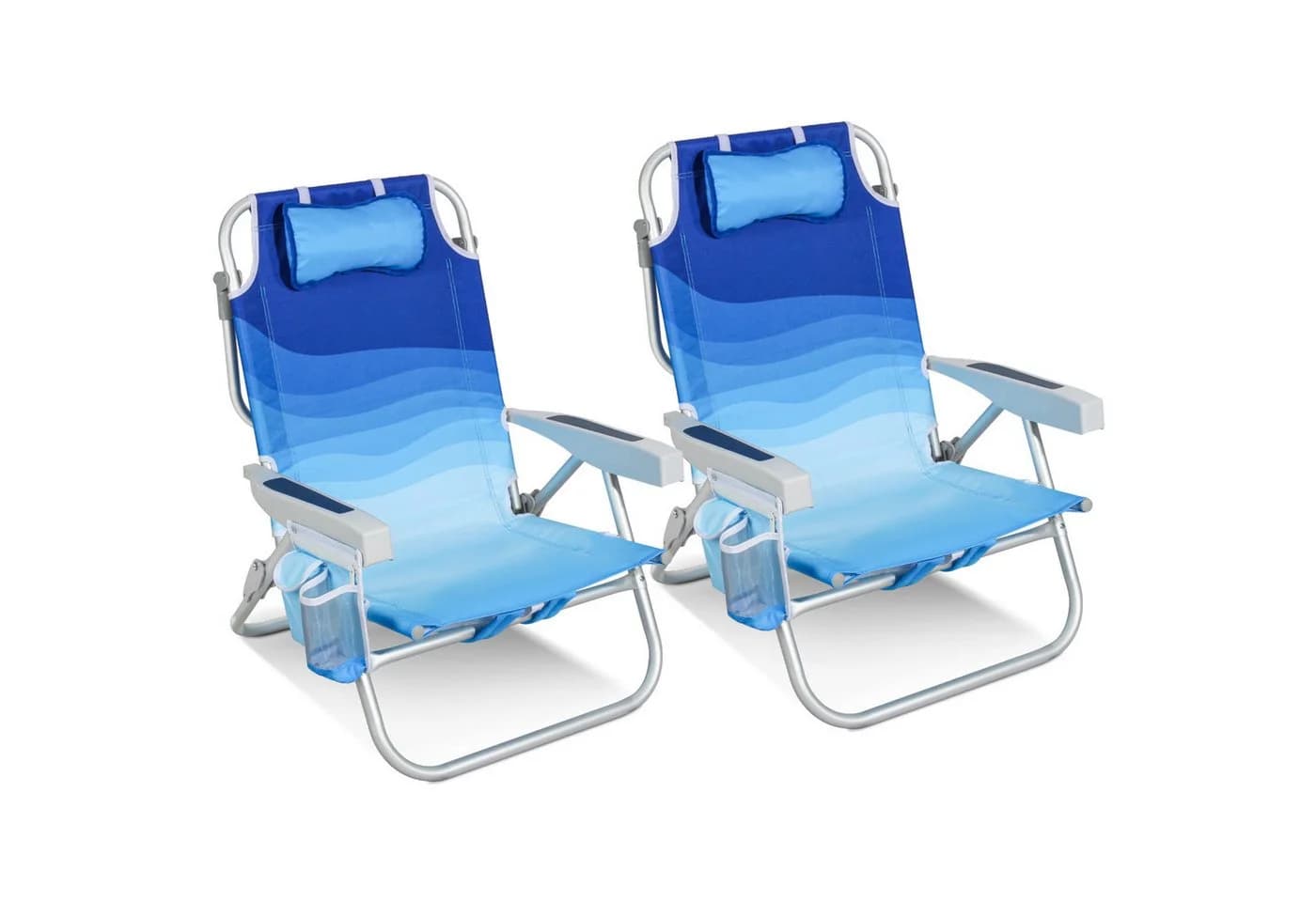 HOMECALL Klappstuhl Strandstuhl Leicht 2 St. Blau Aluminium - Bild 3