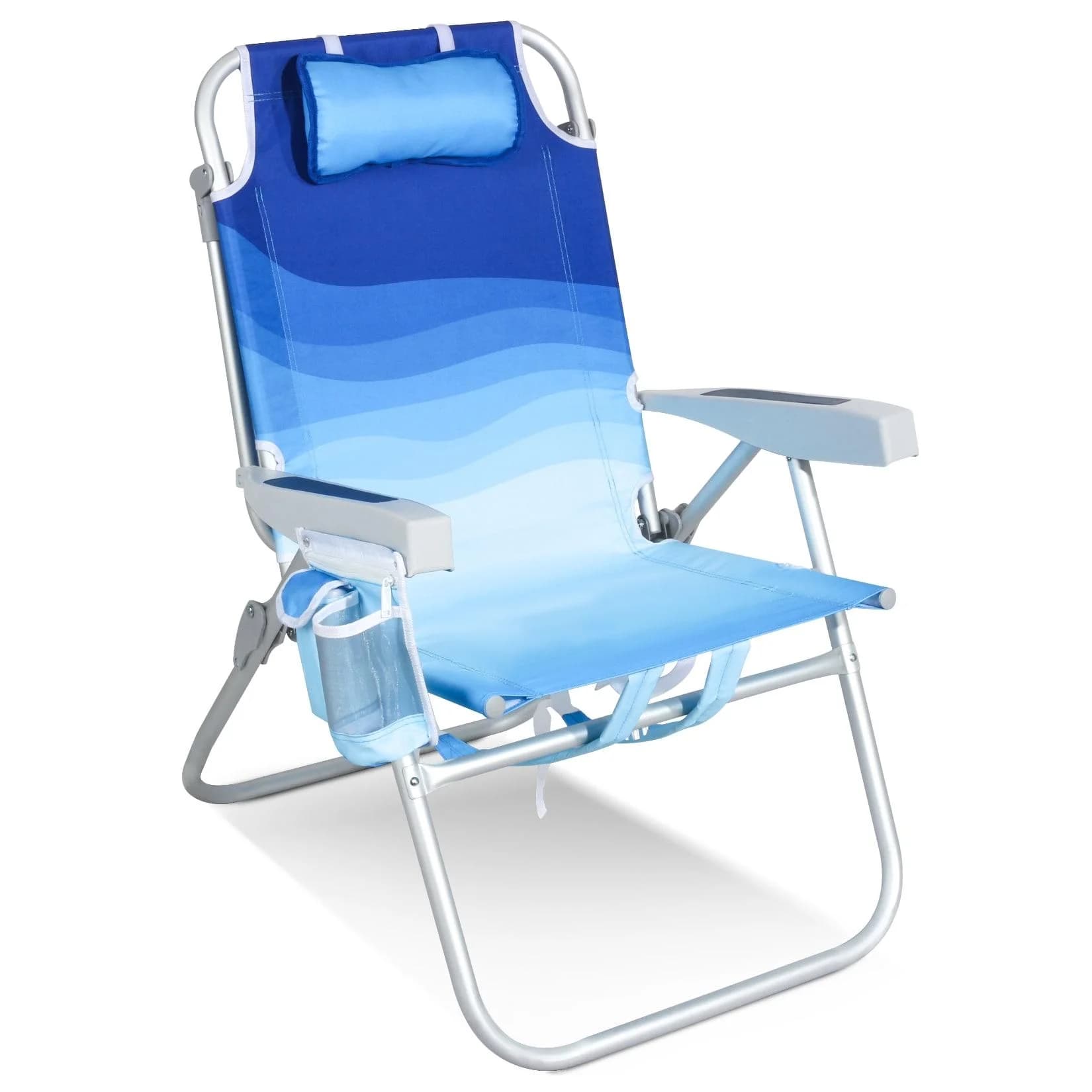 HOMECALL Klappstuhl Strandstuhl Leicht Aluminium 5-fach verstellbar Blau