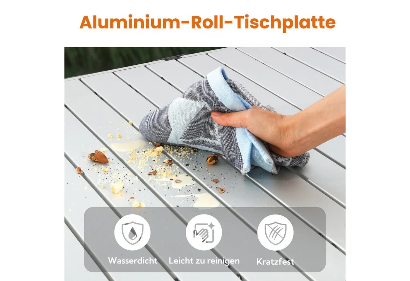 HOMECALL Klapptisch Campingtisch Aluminium Stahl Silber Weiß - Bild 4