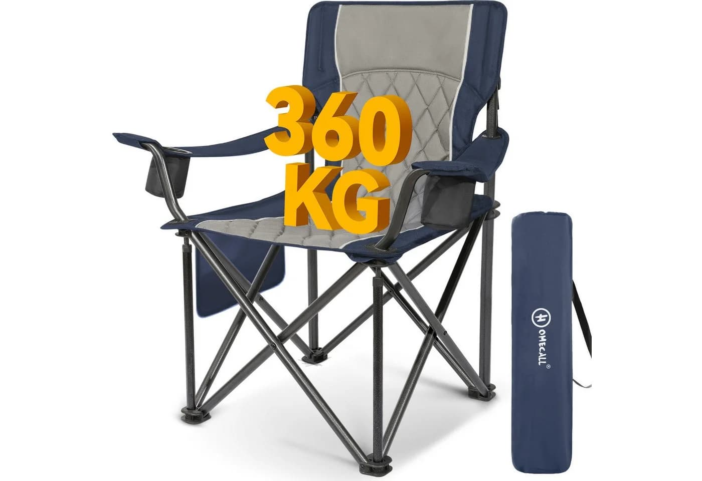 HOMECALL XXL Campingstuhl Blau Gepolstert 360kg Belastbar Faltbar - Bild 2