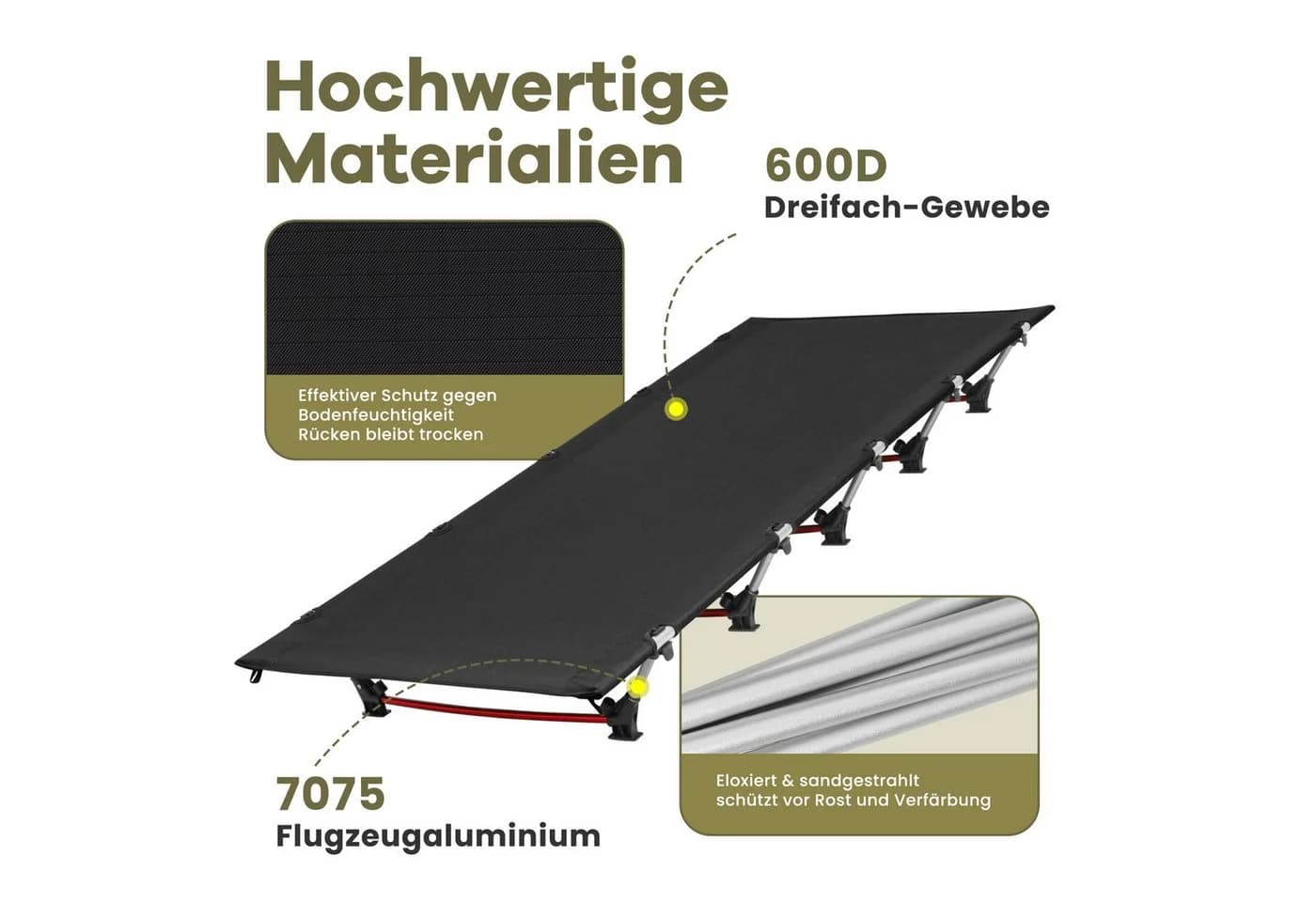 HOMECALL Feldbett Ultraleichtes Campingbett lappbar - Bild 5