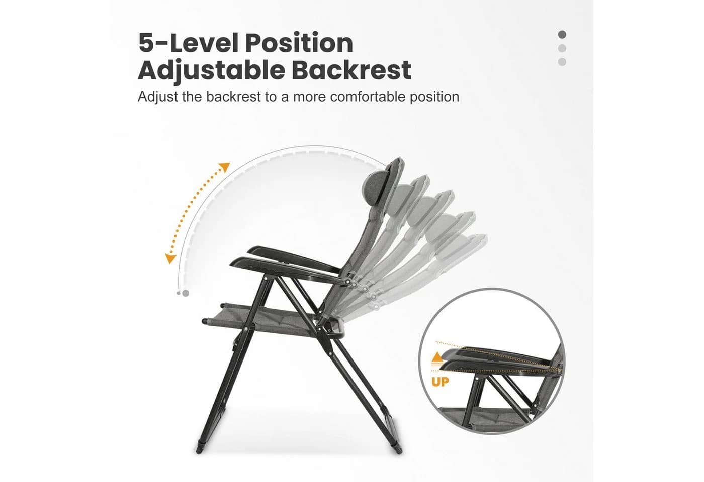 HOMECALL Campingstuhl 2er Set UV-beständig Klappstuhl mit verstellbarer Lehne