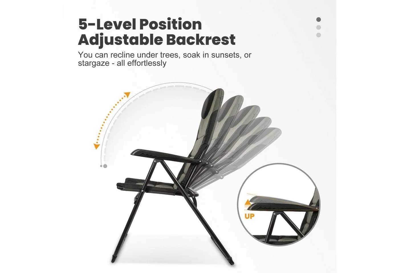 HOMECALL Campingstuhl 2er Set Grün/Schwarz Verstellbar Gepolstert