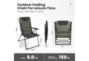 HOMECALL Campingstuhl 2er Set Grün/Schwarz Verstellbar Gepolstert Bild 3
