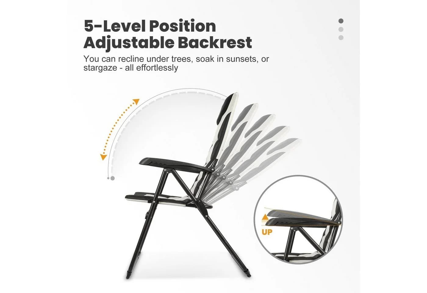 HOMECALL Campingstuhl Klappstuhl Gepolstert 150kg Schwarz/Weiß