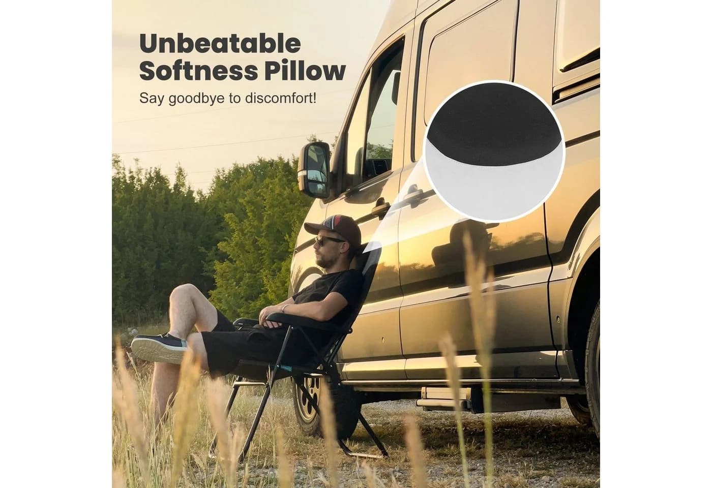 HOMECALL Campingstuhl Klappstuhl Gepolstert 150kg Schwarz/Weiß - Bild 5