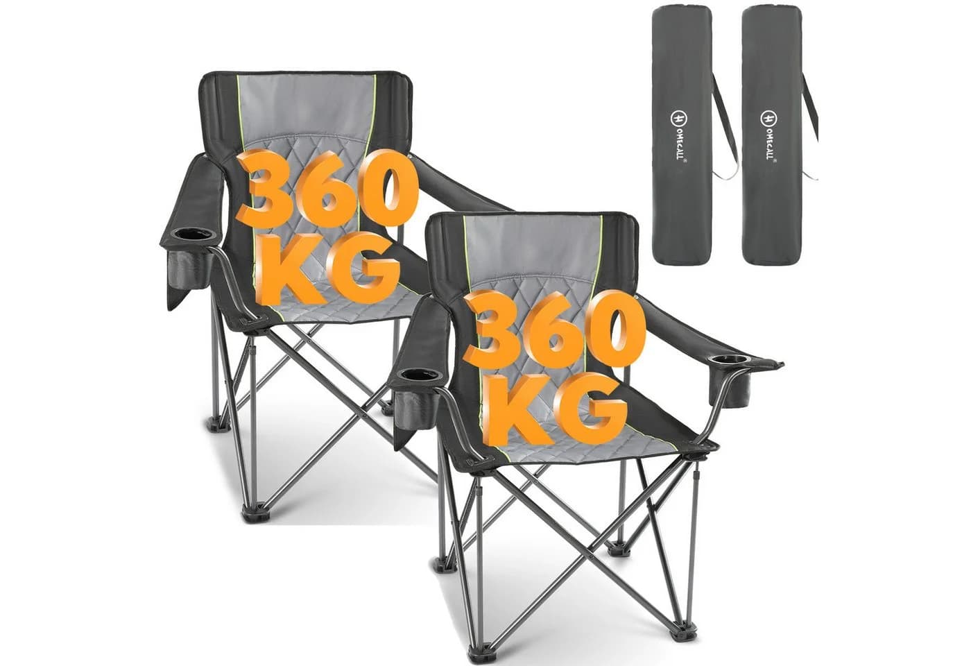 HOMECALL XXL Campingstuhl Gepolstert Schwarz 360kg Belastbar - Bild 2