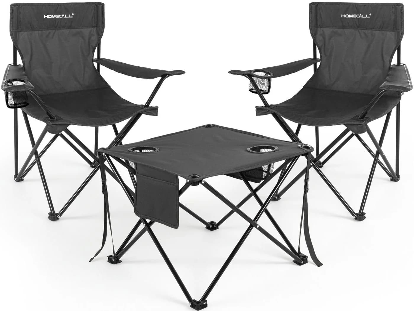 HOMECALL Campingstuhl und Tisch Set Schwarz Klappbar - Bild 2