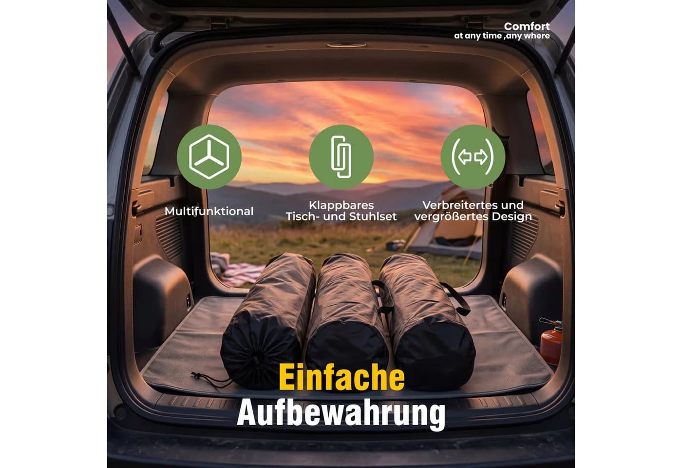 HOMECALL Campingstuhl und Tisch Set Blau Klappbar - Bild 5