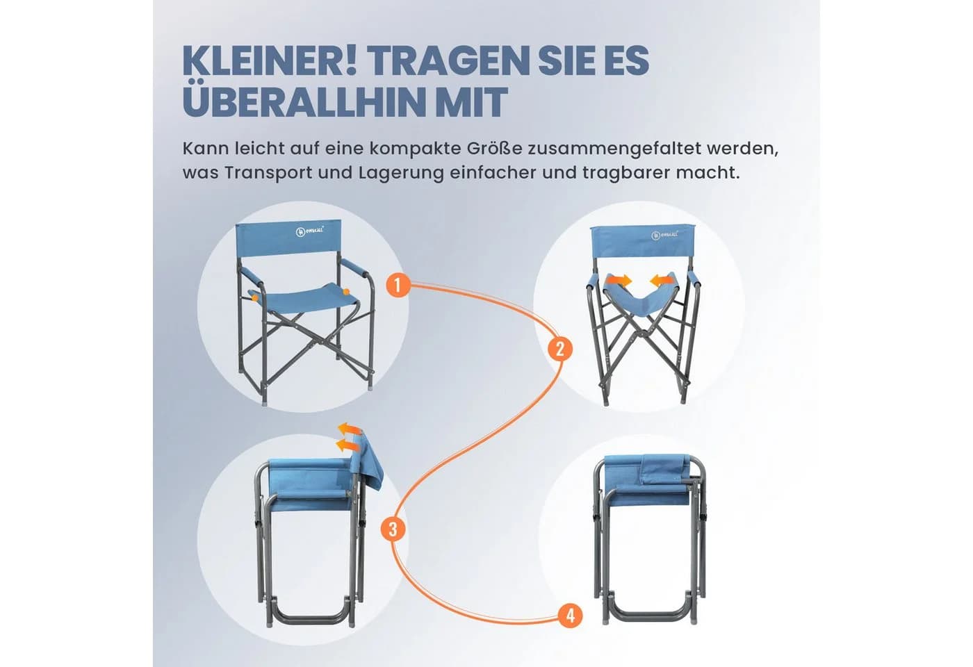 HOMECALL Regiestuhl Ultraleicht Klappstuhl Faltbar Campingstuhl Gartenstuhl - Bild 4
