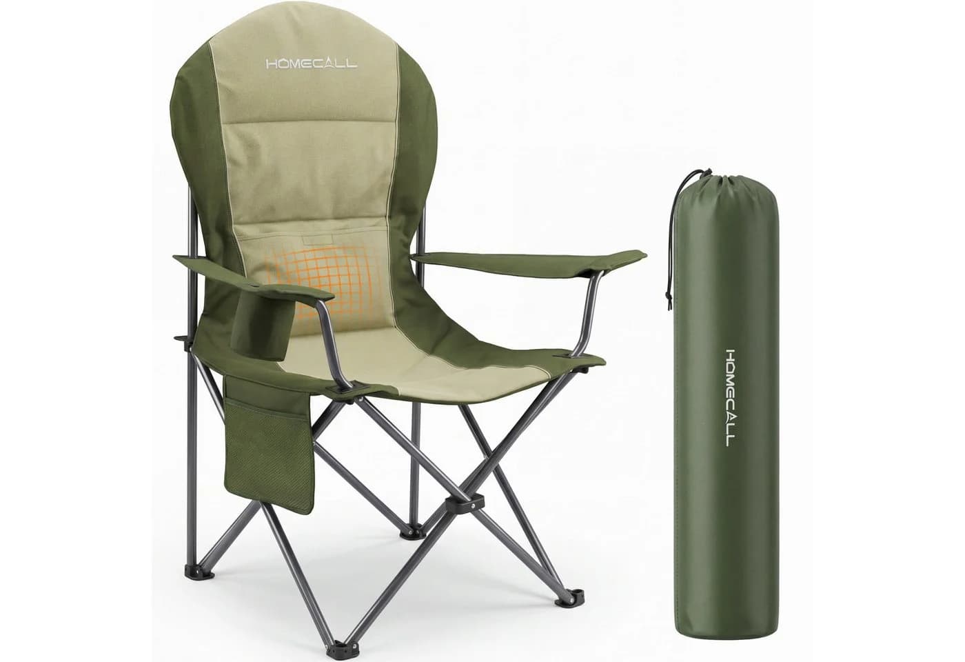 HOMECALL Campingstuhl Hochlehner 110cm Grün mit Lendenwirbelstütze - Bild 2