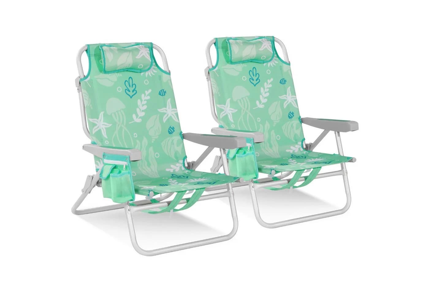 HOMECALL Klappstuhl Strandstuhl 2er Set Aluminium Klappbar Mint Ozean - Bild 2