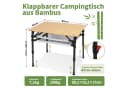 HOMECALL Klapptisch Bambus Camping-Tisch höhenverstellbar Bild 1