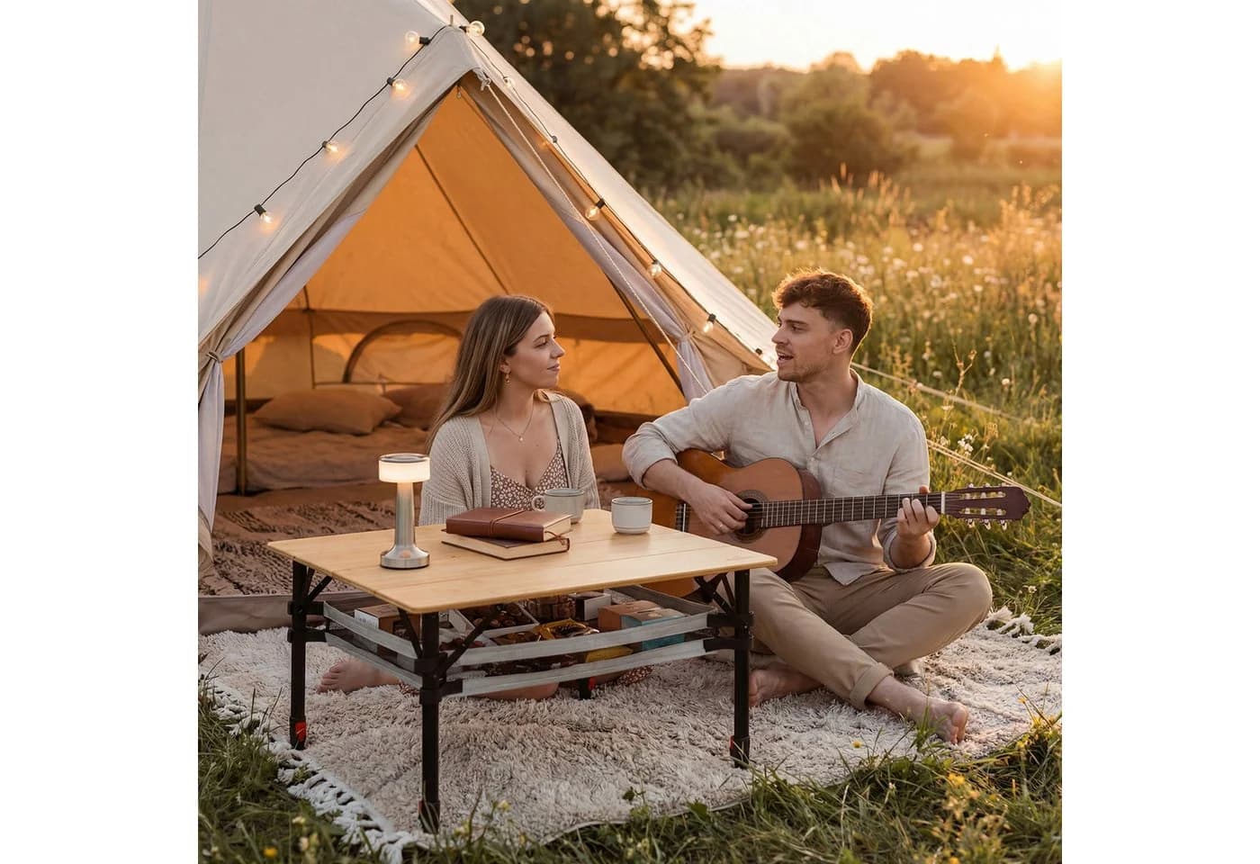 HOMECALL Klapptisch Bambus Camping-Tisch höhenverstellbar - Bild 3